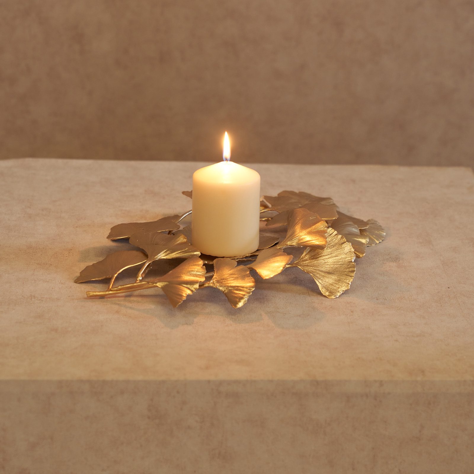 Ginkgo candle holder cast brass_Veronica Mar_1600 x 1600